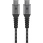 Goobay - USB-C ™ to USB-C ™ Textile Cable with Metal Plugs (Space Grey/Silver), 2 m